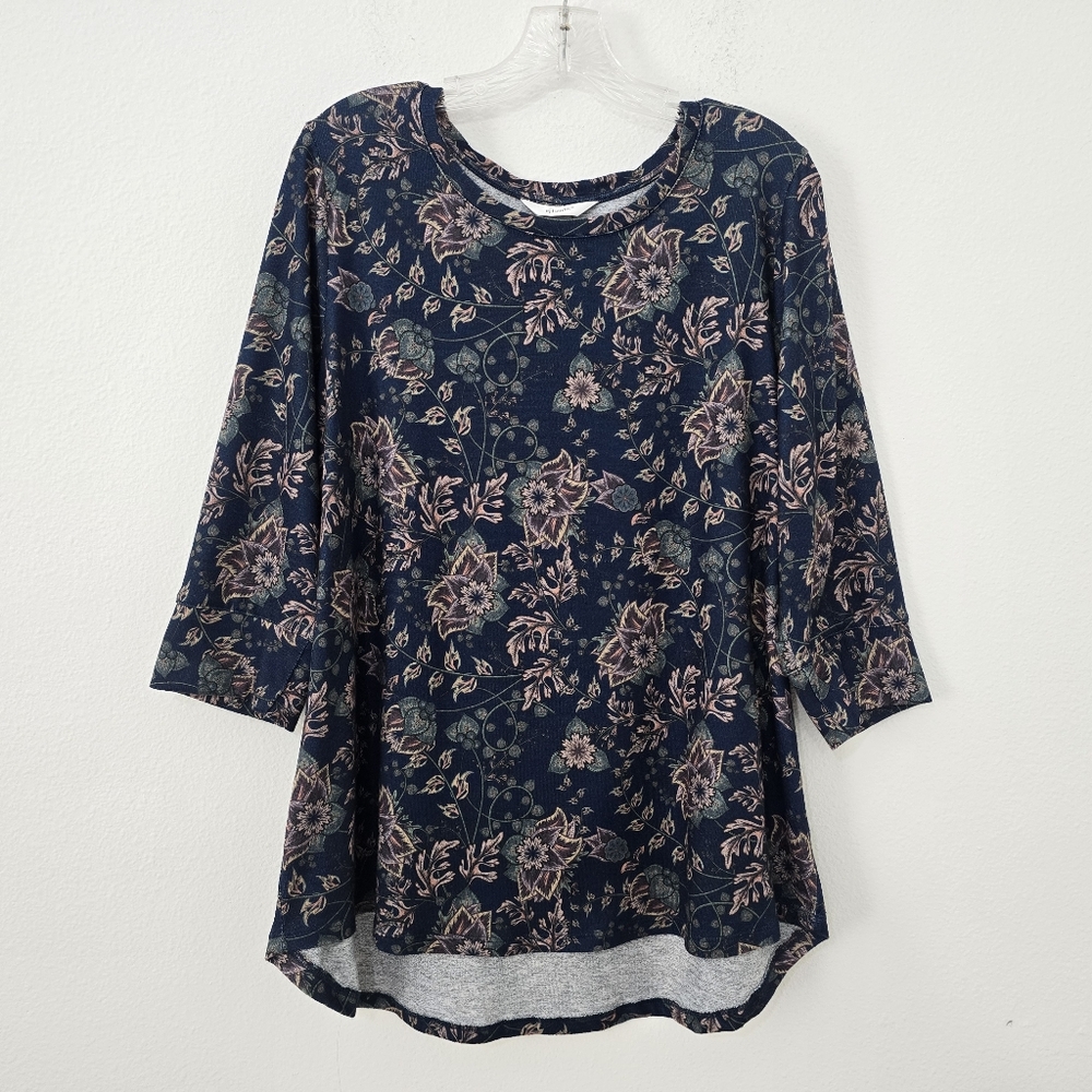 CJ Banks Scoop Neck Floral Tunic Top
